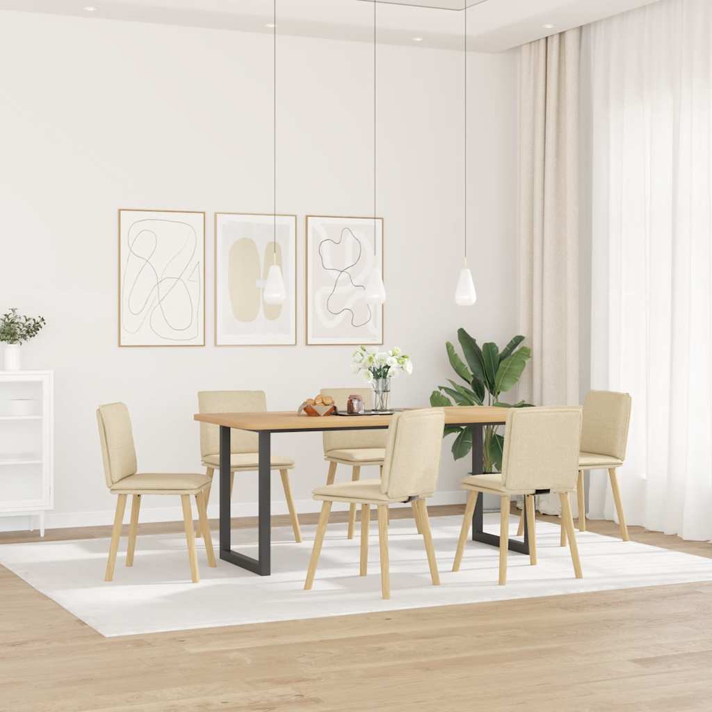 Eetkamerstoelen 6 st stof crèmekleurig is nu te koop bij PeponiXL, paradijselijk wonen!