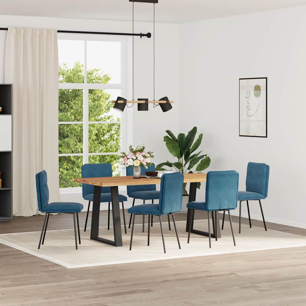 Eetkamerstoelen 6 st fluweel blauw is nu te koop bij PeponiXL, paradijselijk wonen!