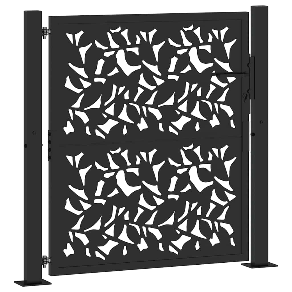 Poort met bladontwerp 100x100 cm staal zwart is nu te koop bij PeponiXL, paradijselijk wonen!