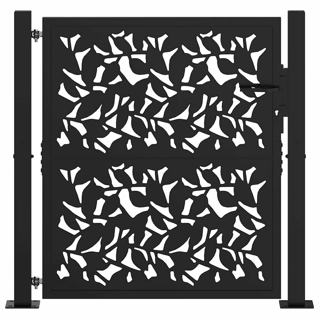 Poort met bladontwerp 100x100 cm staal zwart is nu te koop bij PeponiXL, paradijselijk wonen!