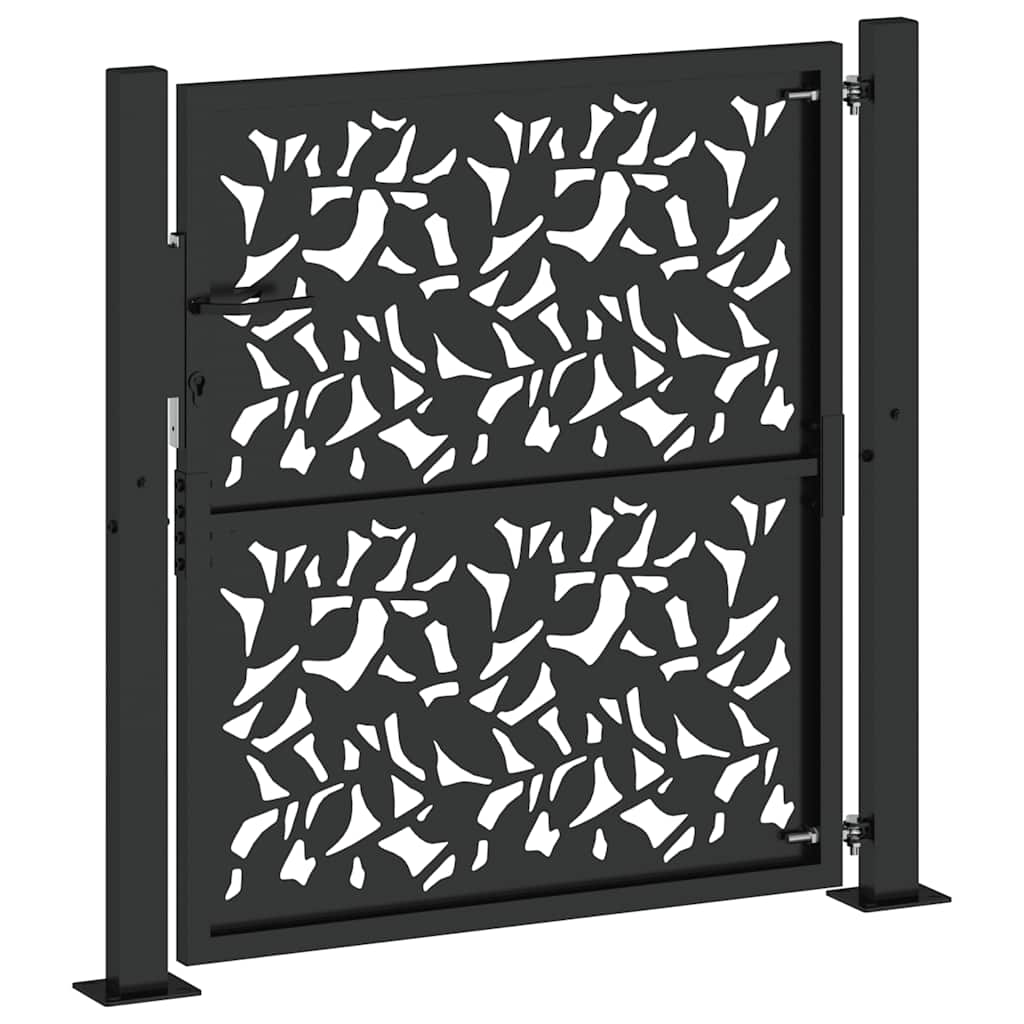 Poort met bladontwerp 100x100 cm staal zwart is nu te koop bij PeponiXL, paradijselijk wonen!