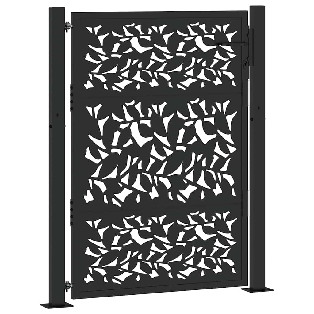 Poort met bladontwerp 100x125 cm staal zwart is nu te koop bij PeponiXL, paradijselijk wonen!