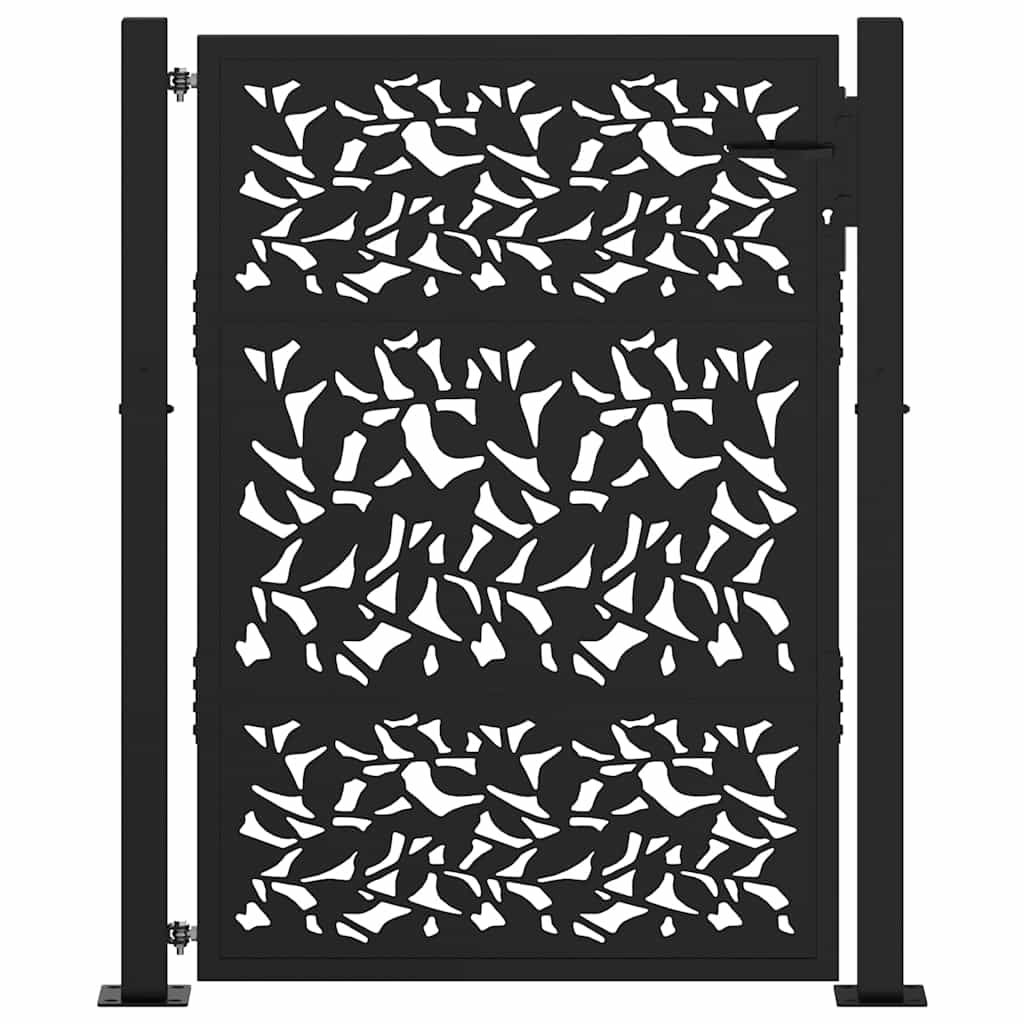 Poort met bladontwerp 100x125 cm staal zwart is nu te koop bij PeponiXL, paradijselijk wonen!