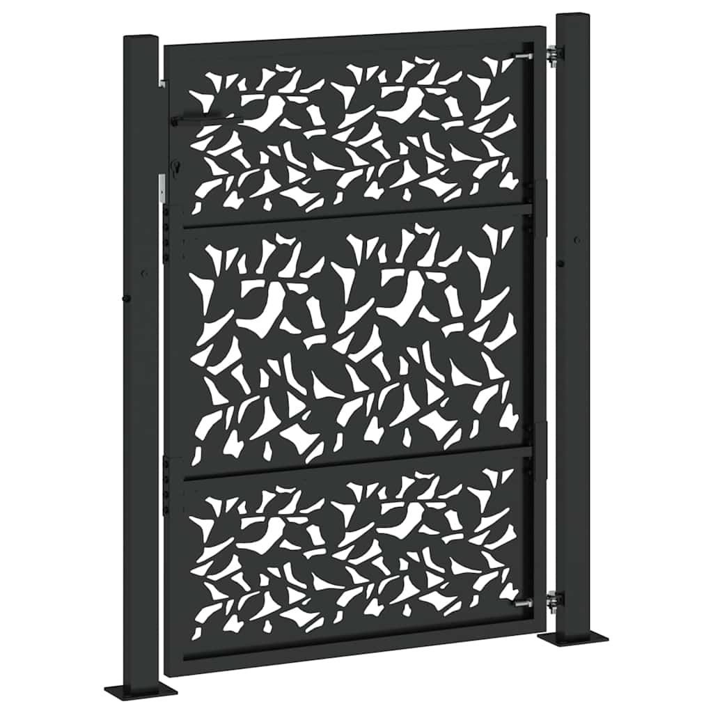 Poort met bladontwerp 100x125 cm staal zwart is nu te koop bij PeponiXL, paradijselijk wonen!
