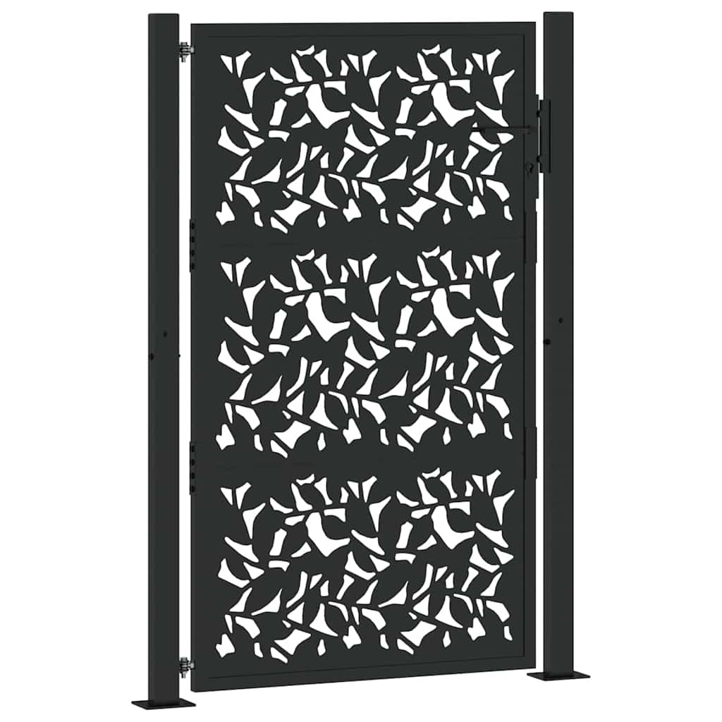Poort met bladontwerp 100x150 cm staal zwart is nu te koop bij PeponiXL, paradijselijk wonen!