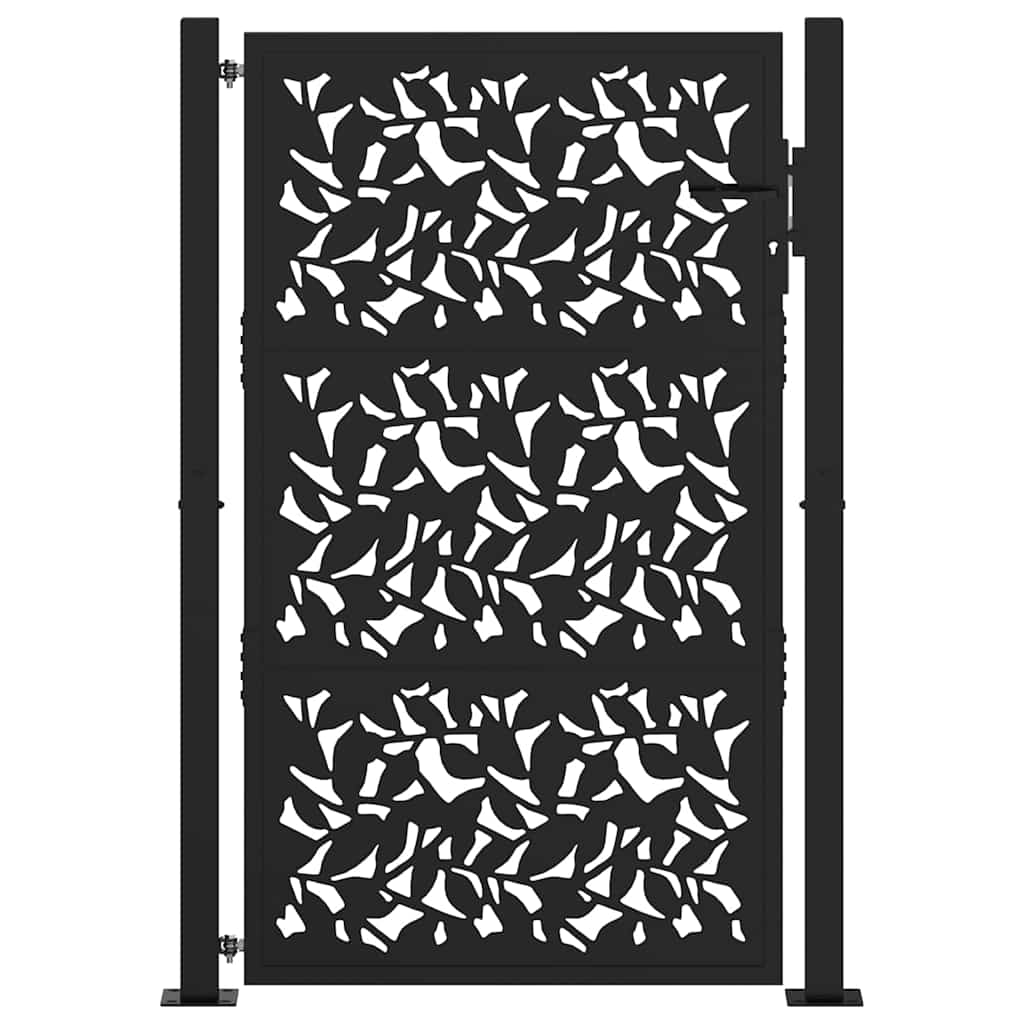 Poort met bladontwerp 100x150 cm staal zwart is nu te koop bij PeponiXL, paradijselijk wonen!