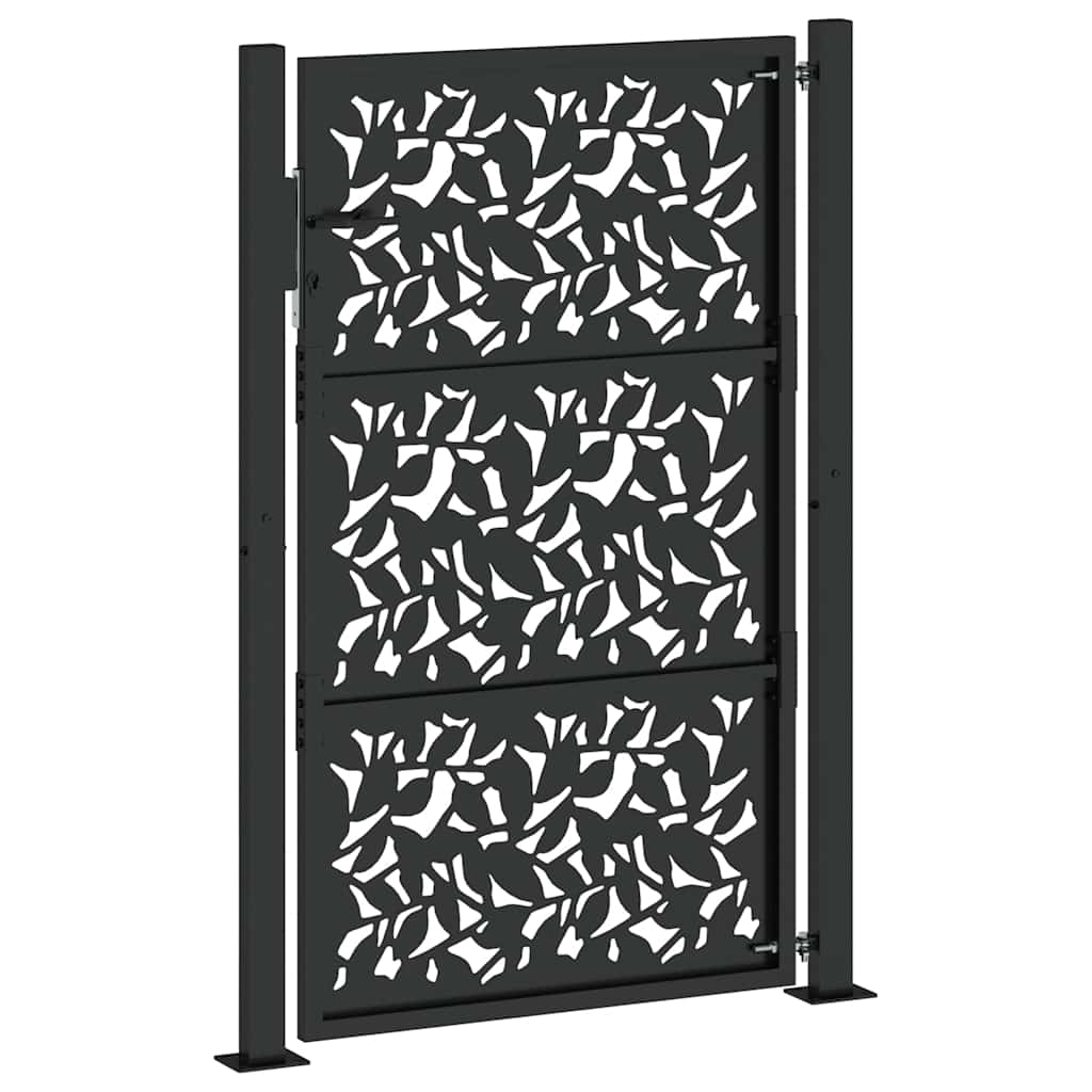 Poort met bladontwerp 100x150 cm staal zwart is nu te koop bij PeponiXL, paradijselijk wonen!