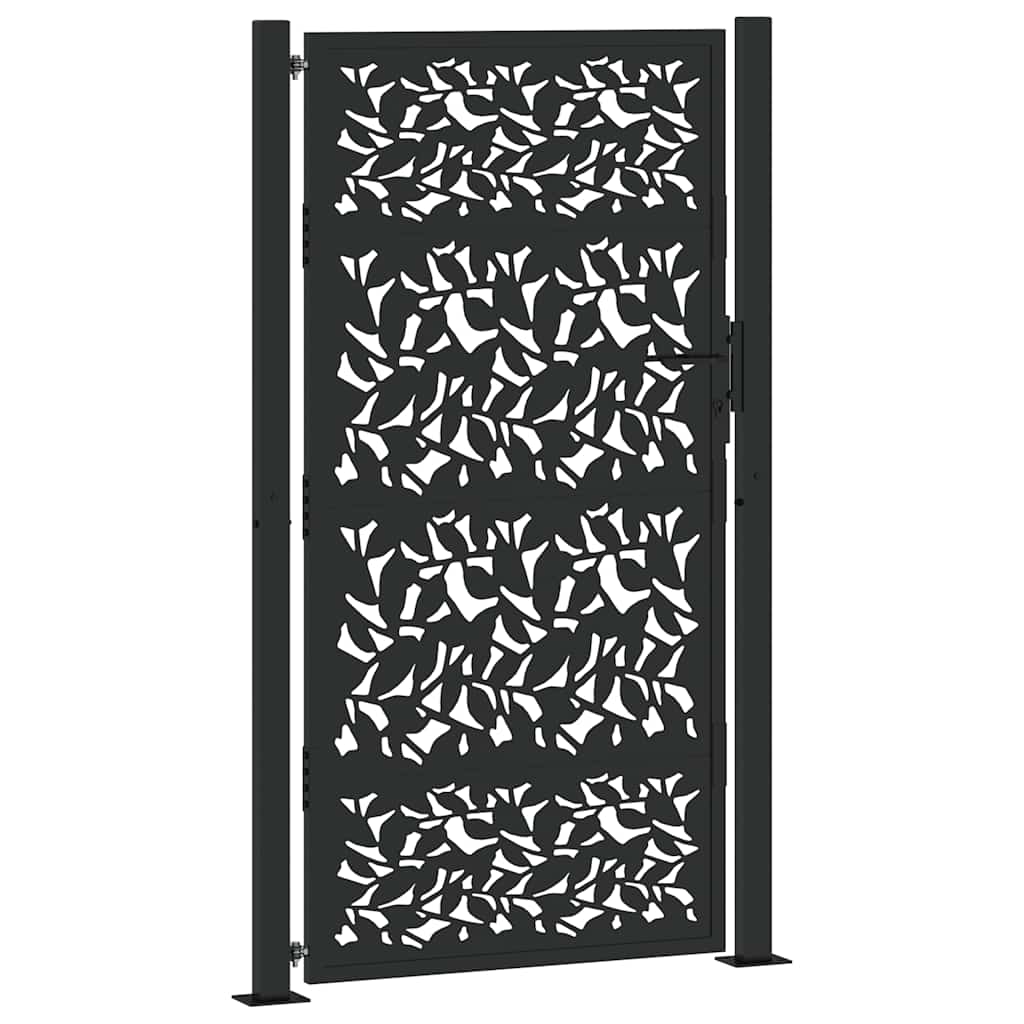 Poort met bladontwerp 100x175 cm staal zwart is nu te koop bij PeponiXL, paradijselijk wonen!