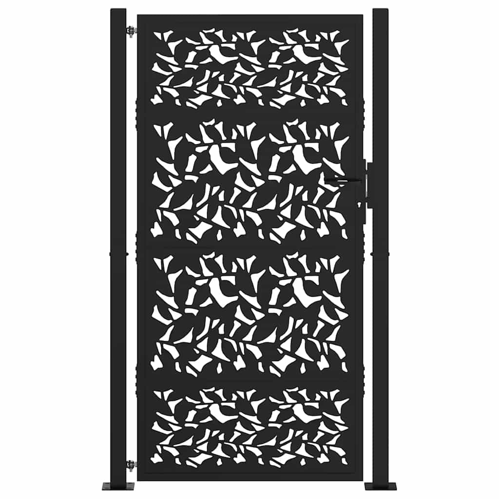 Poort met bladontwerp 100x175 cm staal zwart is nu te koop bij PeponiXL, paradijselijk wonen!