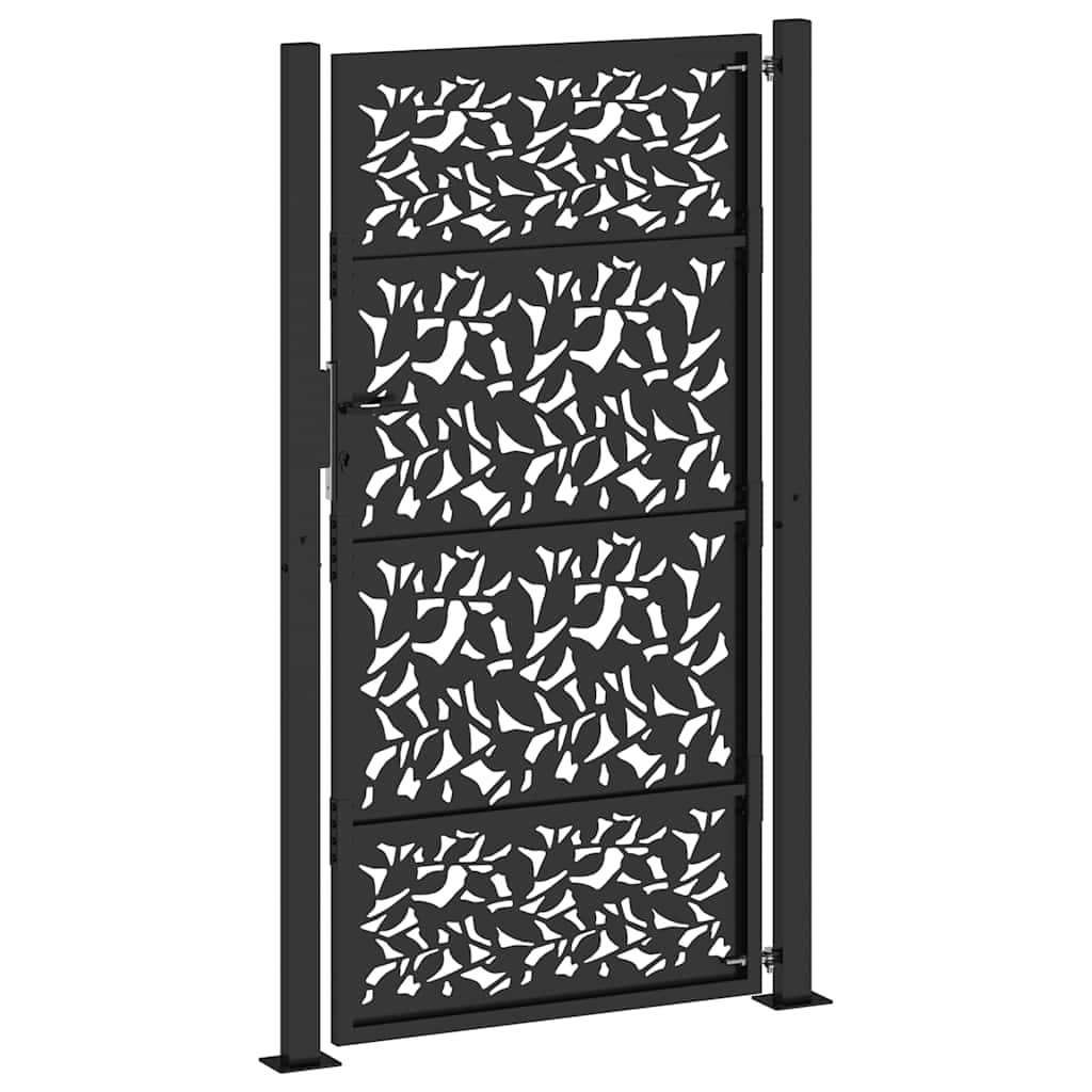 Poort met bladontwerp 100x175 cm staal zwart is nu te koop bij PeponiXL, paradijselijk wonen!