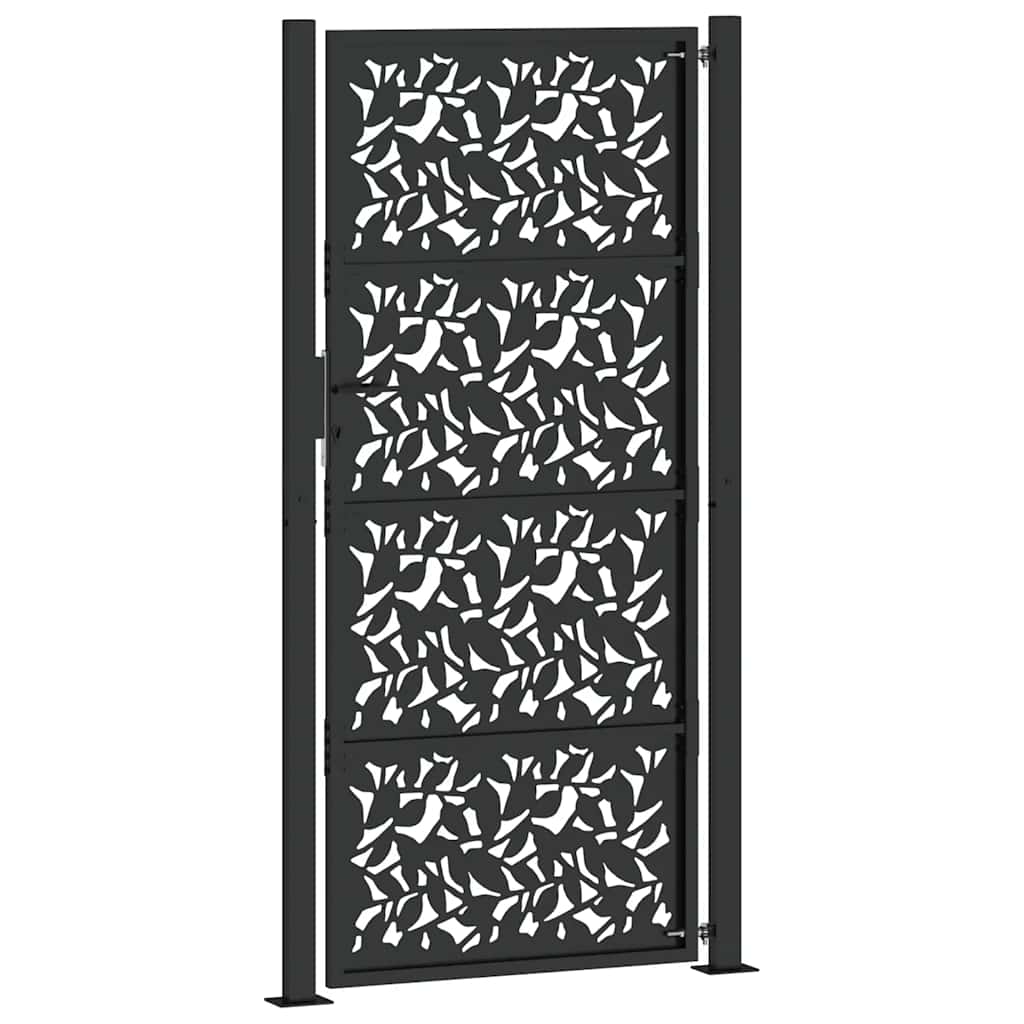Poort met bladontwerp 100x200 cm staal zwart is nu te koop bij PeponiXL, paradijselijk wonen!