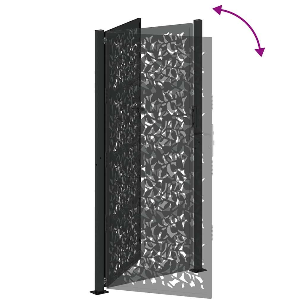 Poort met bladontwerp 100x200 cm staal zwart is nu te koop bij PeponiXL, paradijselijk wonen!