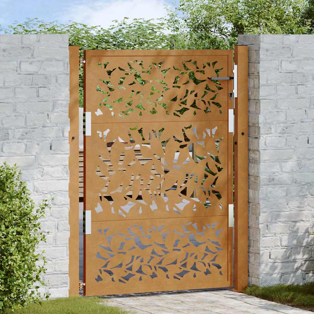 Poort met bladontwerp 100x125 cm weervast staal is nu te koop bij PeponiXL, paradijselijk wonen!