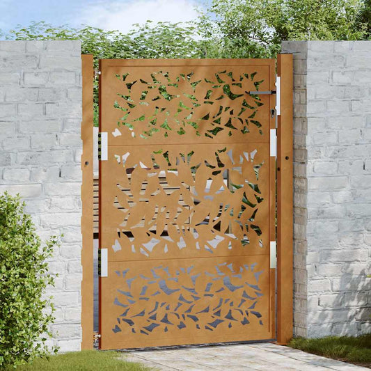 Poort met bladontwerp 100x125 cm weervast staal is nu te koop bij PeponiXL, paradijselijk wonen!