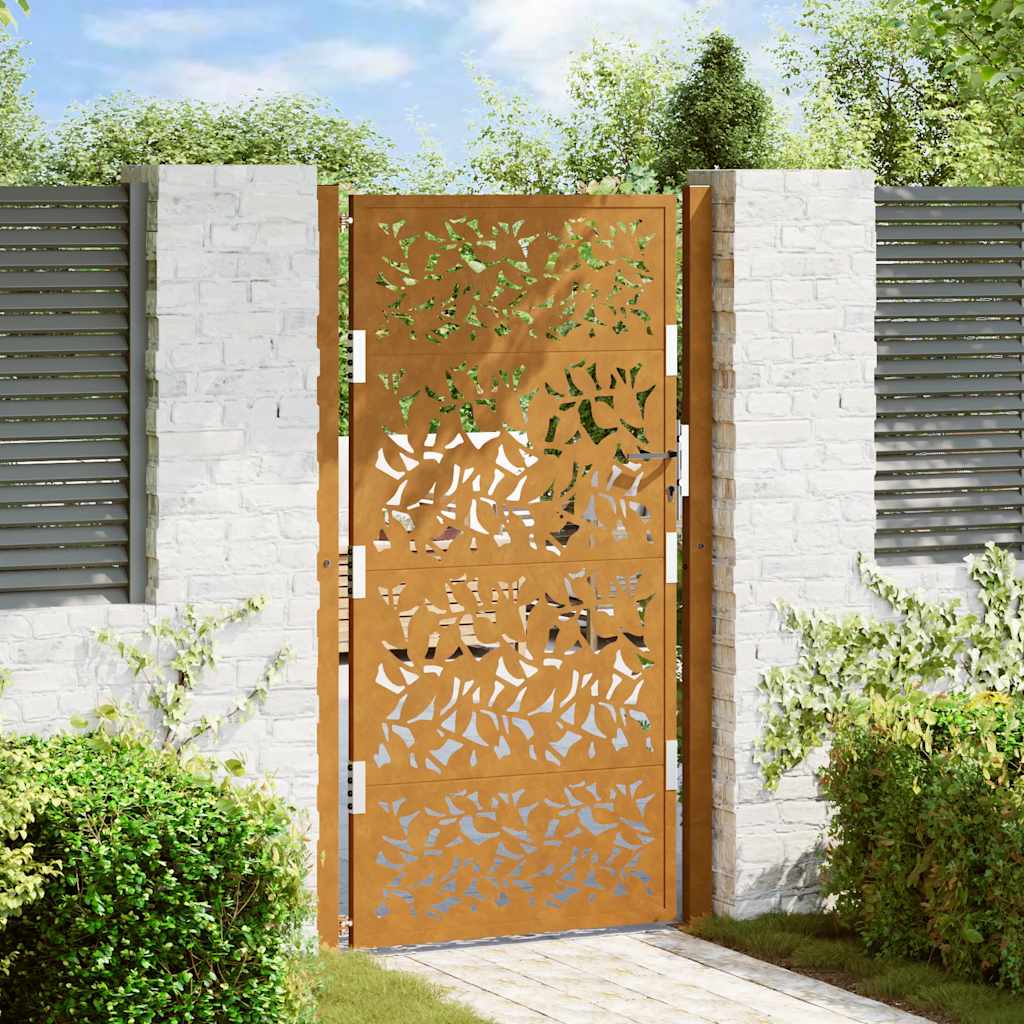 Poort met bladontwerp 100x175 cm weervast staal is nu te koop bij PeponiXL, paradijselijk wonen!