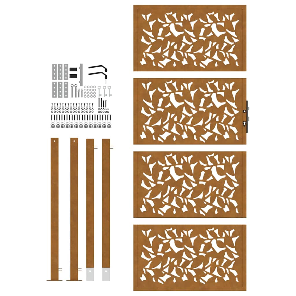 Poort met bladontwerp 100x200 cm weervast staal is nu te koop bij PeponiXL, paradijselijk wonen!