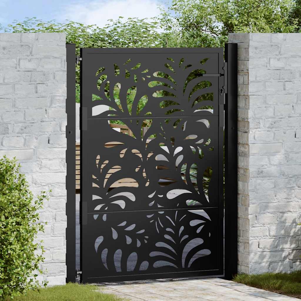 Poort met golfontwerp 100x125 cm staal zwart is nu te koop bij PeponiXL, paradijselijk wonen!