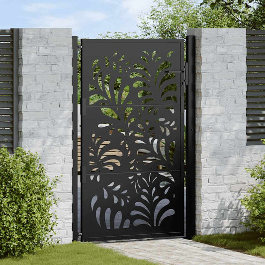Poort met golfontwerp 100x150 cm staal zwart is nu te koop bij PeponiXL, paradijselijk wonen!