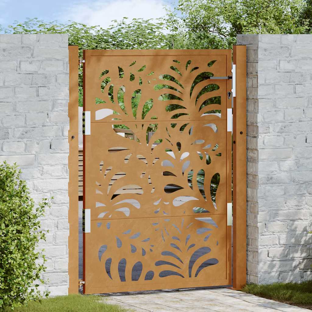 Poort met golfontwerp 100x125 cm weervast staal is nu te koop bij PeponiXL, paradijselijk wonen!