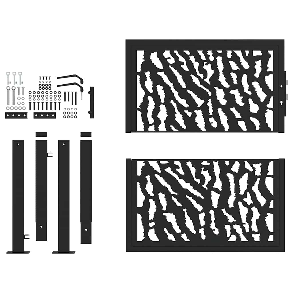 Poort met sporenontwerp 100x100 cm staal zwart is nu te koop bij PeponiXL, paradijselijk wonen!