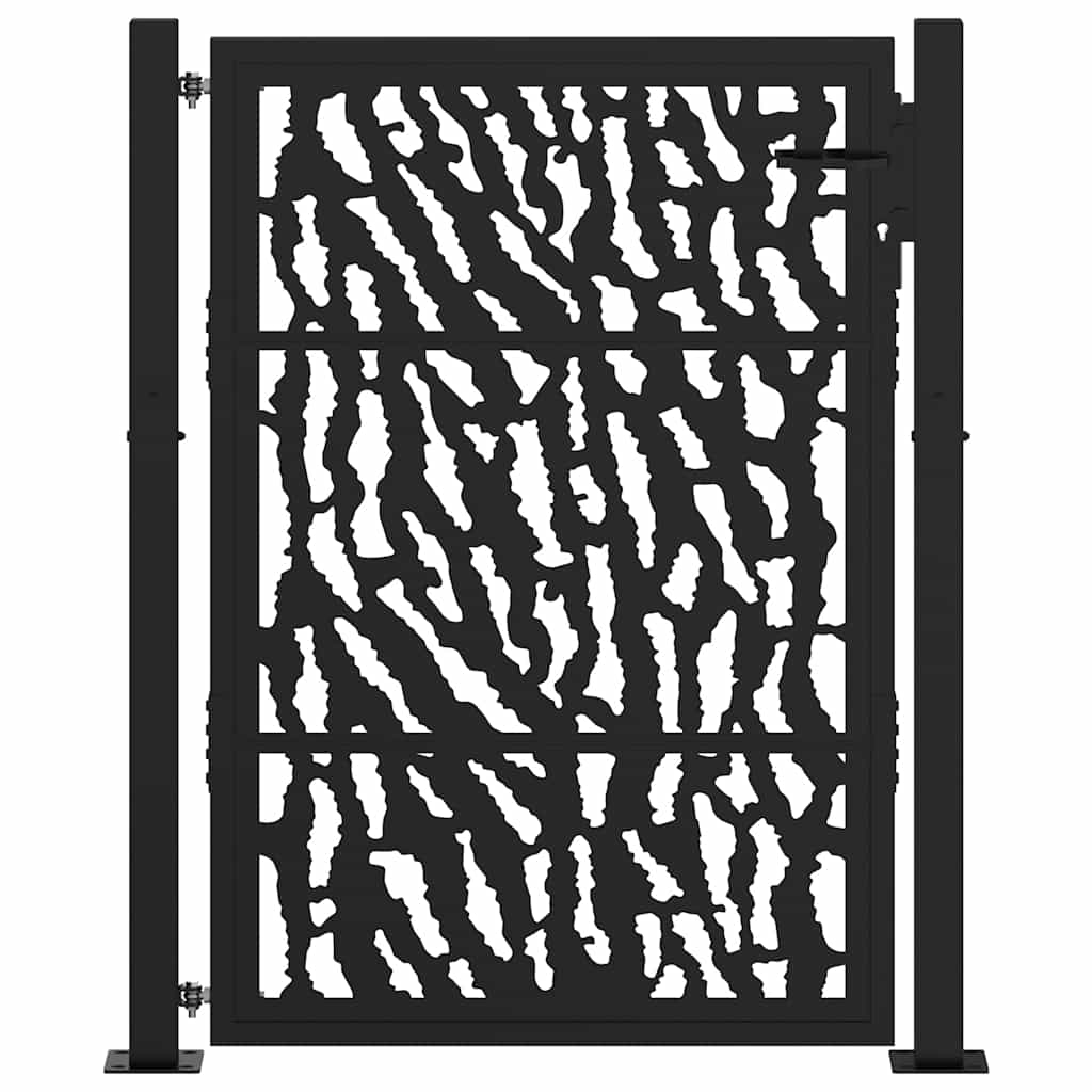 Poort met sporenontwerp 100x125 cm staal zwart is nu te koop bij PeponiXL, paradijselijk wonen!