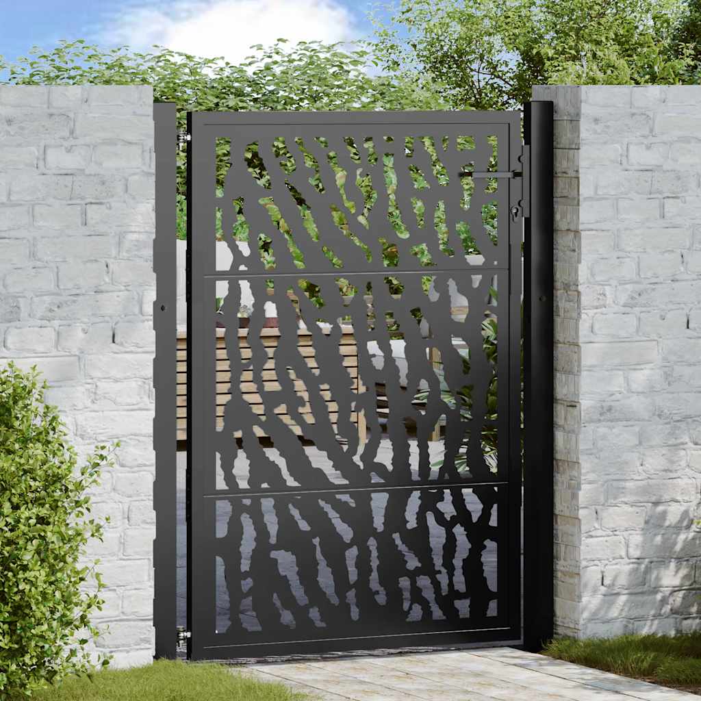 Poort met sporenontwerp 100x125 cm staal zwart is nu te koop bij PeponiXL, paradijselijk wonen!