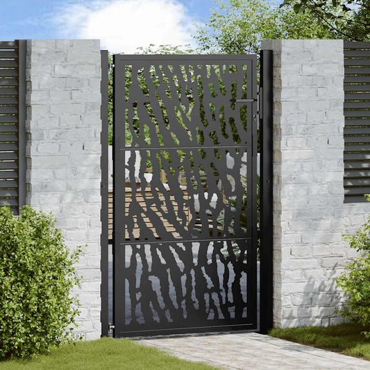 Poort met sporenontwerp 100x150 cm staal zwart is nu te koop bij PeponiXL, paradijselijk wonen!
