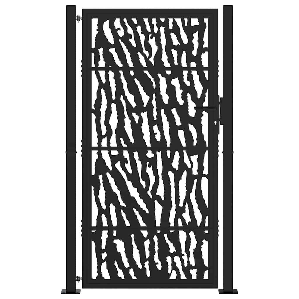Poort met sporenontwerp 100x175 cm staal zwart is nu te koop bij PeponiXL, paradijselijk wonen!