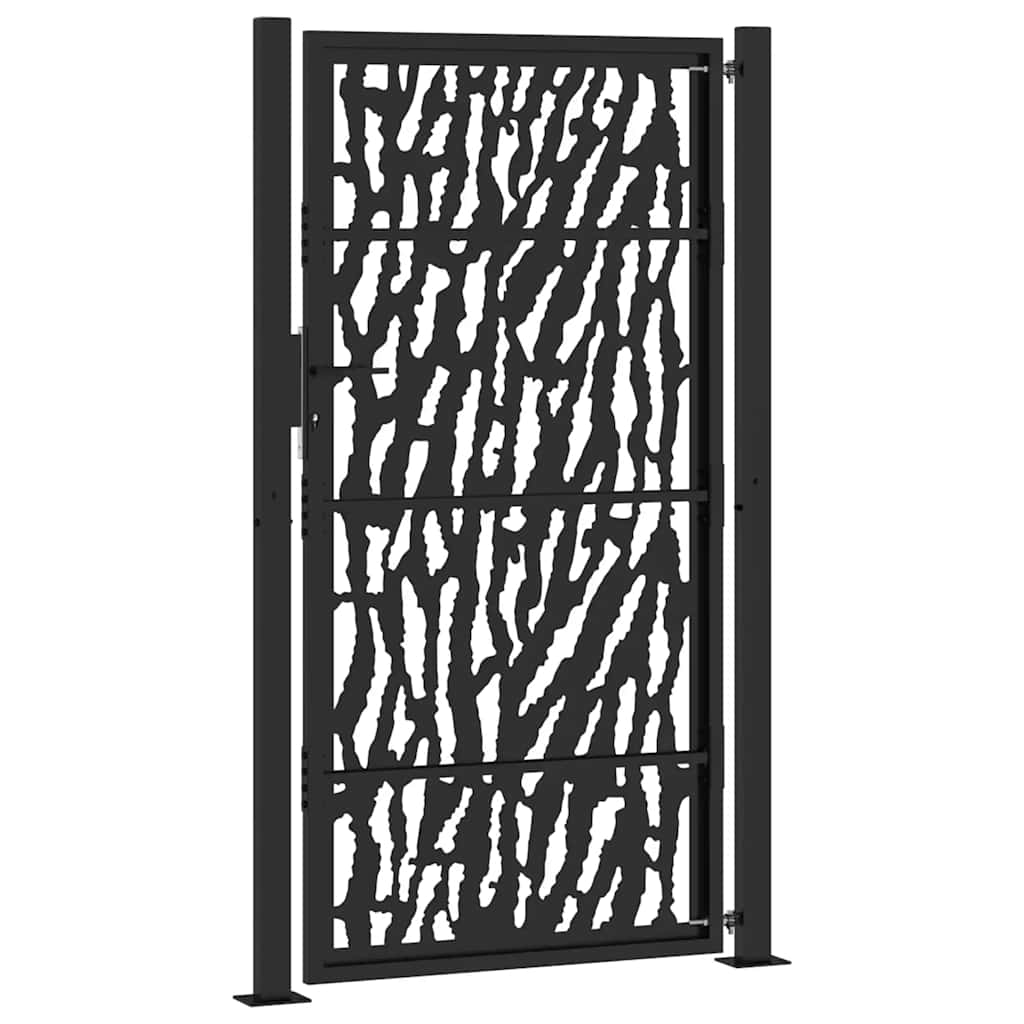 Poort met sporenontwerp 100x175 cm staal zwart is nu te koop bij PeponiXL, paradijselijk wonen!