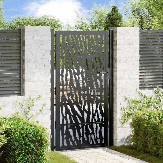 Poort met sporenontwerp 100x175 cm staal zwart is nu te koop bij PeponiXL, paradijselijk wonen!