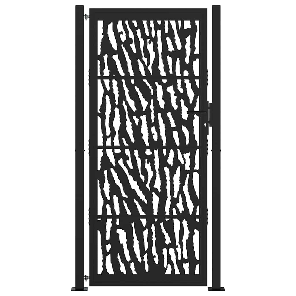 Poort met sporenontwerp 100x200 cm staal zwart is nu te koop bij PeponiXL, paradijselijk wonen!