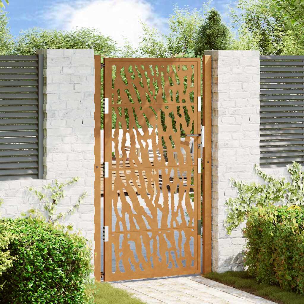 Poort met sporenontwerp 100x175 cm weervast staal is nu te koop bij PeponiXL, paradijselijk wonen!