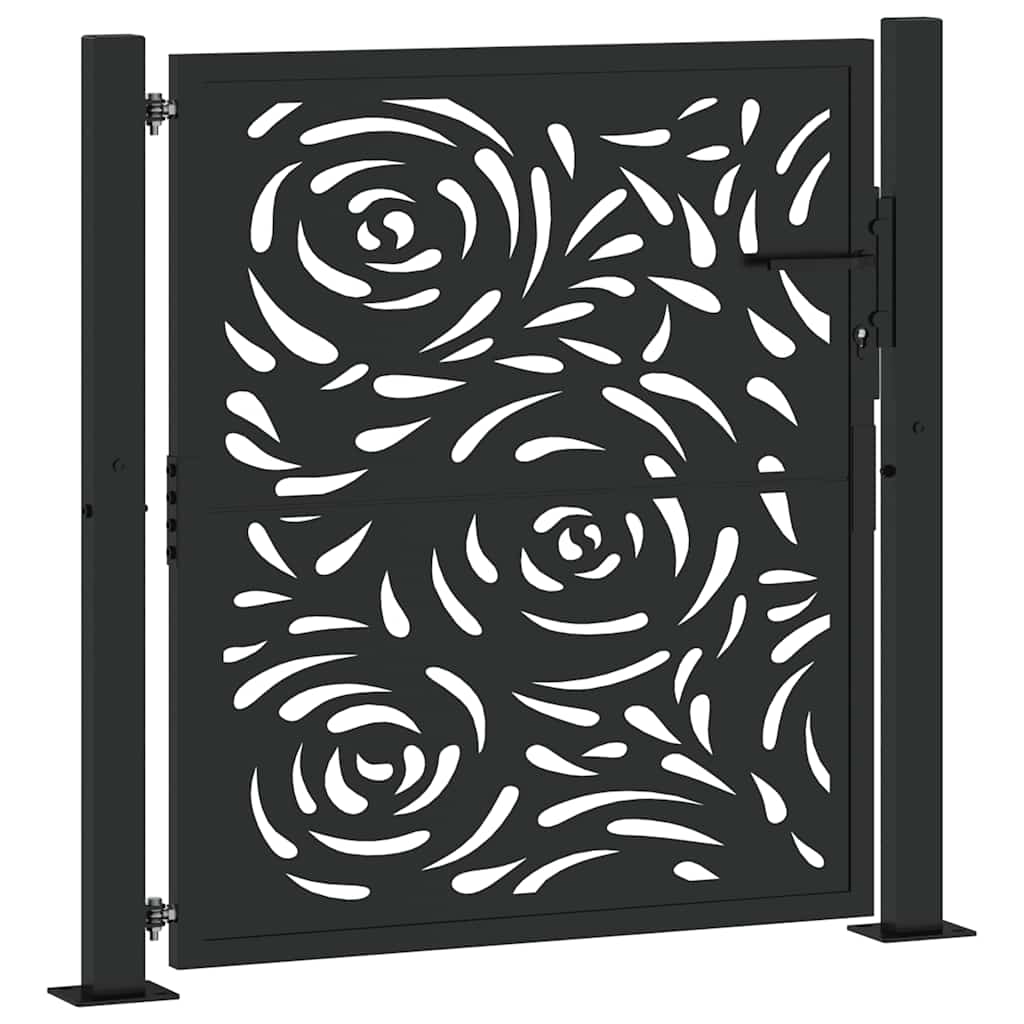 Poort met vlamontwerp 100x100 cm staal zwart is nu te koop bij PeponiXL, paradijselijk wonen!
