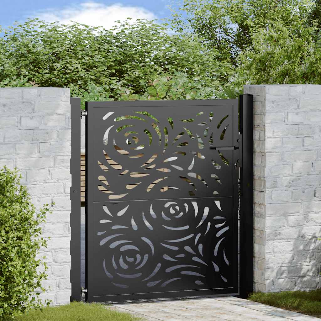 Poort met vlamontwerp 100x100 cm staal zwart is nu te koop bij PeponiXL, paradijselijk wonen!