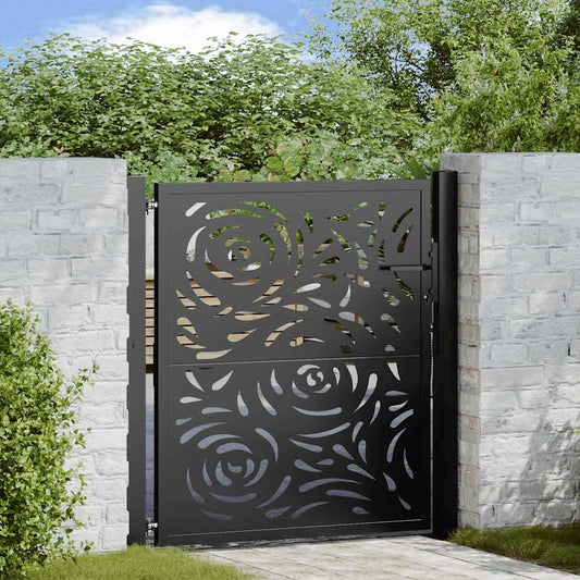 Poort met vlamontwerp 100x100 cm staal zwart is nu te koop bij PeponiXL, paradijselijk wonen!