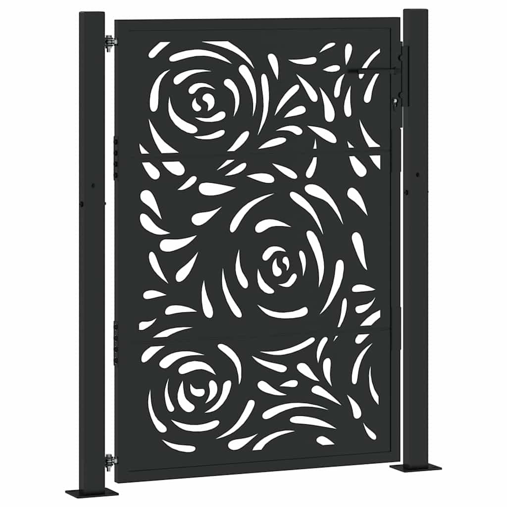 Poort met vlamontwerp 100x125 cm staal zwart is nu te koop bij PeponiXL, paradijselijk wonen!