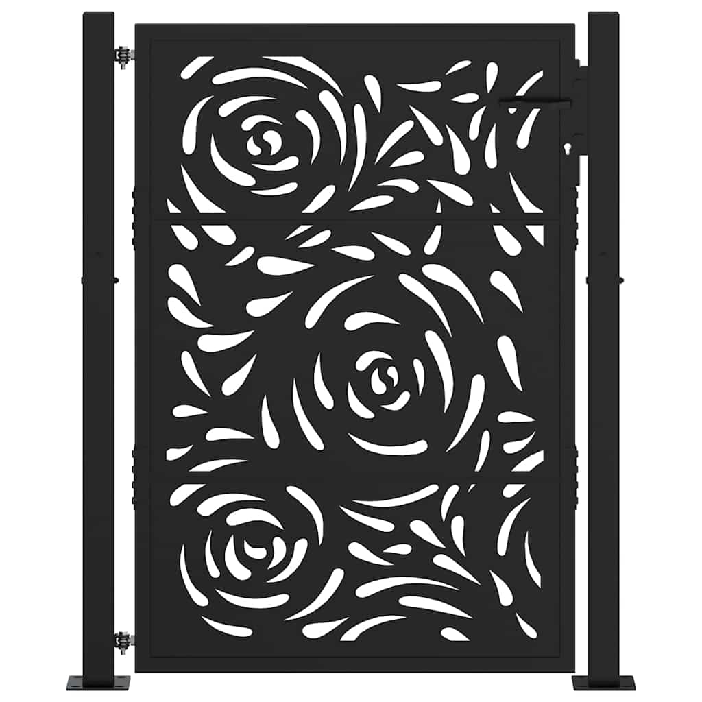 Poort met vlamontwerp 100x125 cm staal zwart is nu te koop bij PeponiXL, paradijselijk wonen!