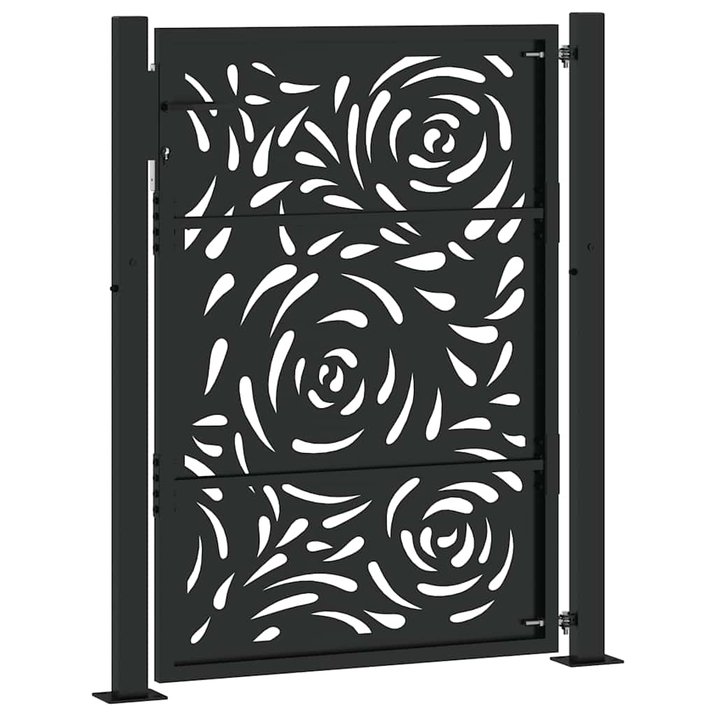 Poort met vlamontwerp 100x125 cm staal zwart is nu te koop bij PeponiXL, paradijselijk wonen!
