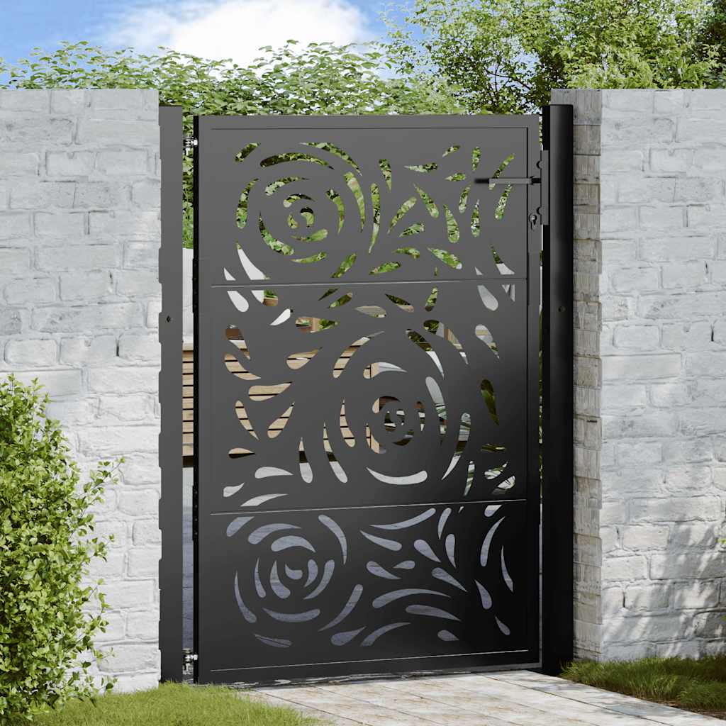 Poort met vlamontwerp 100x125 cm staal zwart is nu te koop bij PeponiXL, paradijselijk wonen!