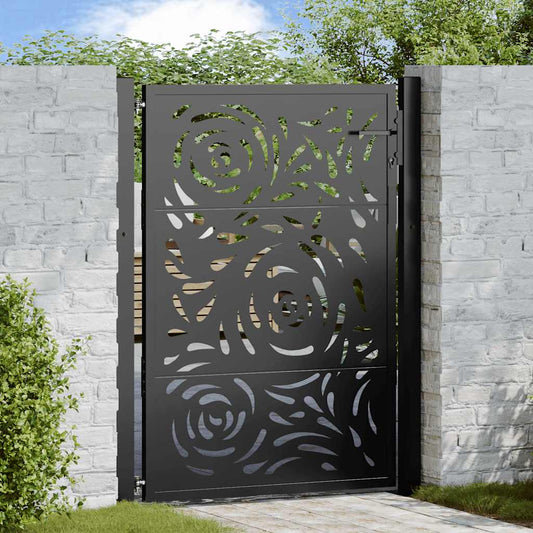 Poort met vlamontwerp 100x125 cm staal zwart is nu te koop bij PeponiXL, paradijselijk wonen!