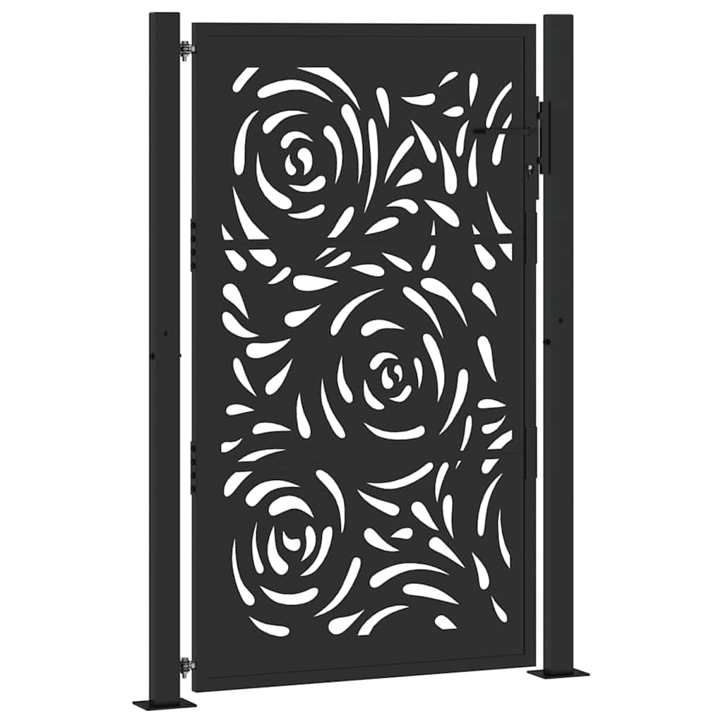 Poort met vlamontwerp 100x150 cm staal zwart is nu te koop bij PeponiXL, paradijselijk wonen!
