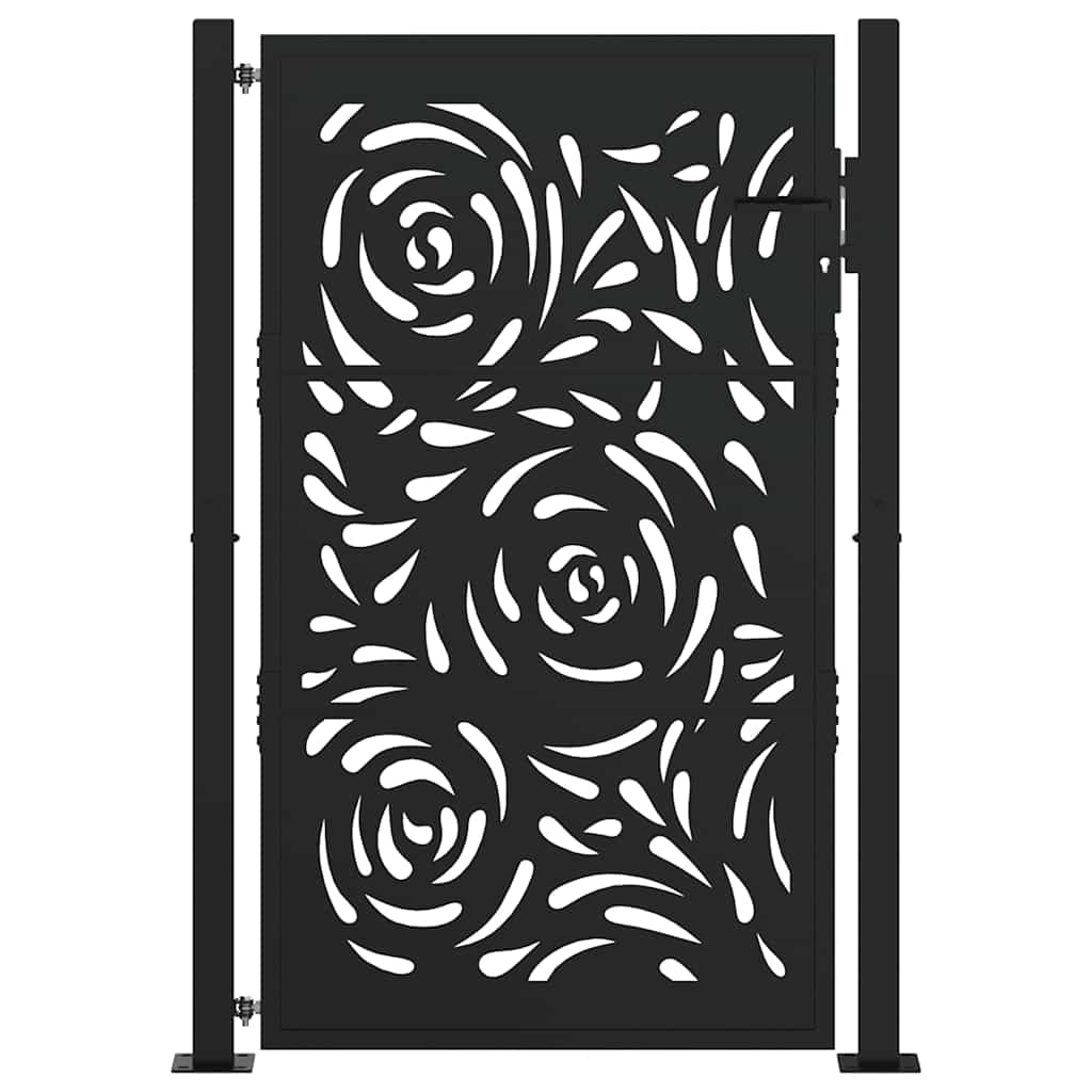 Poort met vlamontwerp 100x150 cm staal zwart is nu te koop bij PeponiXL, paradijselijk wonen!