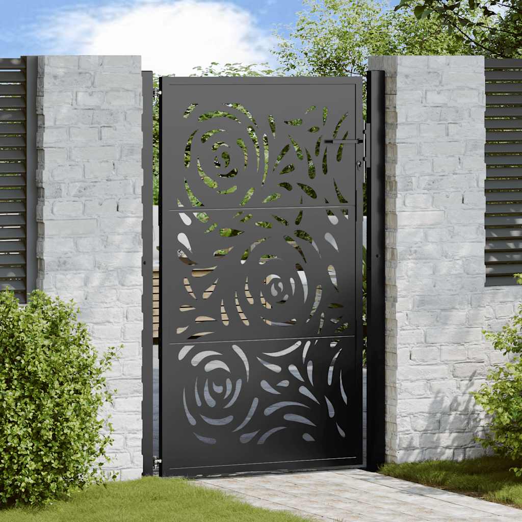 Poort met vlamontwerp 100x150 cm staal zwart is nu te koop bij PeponiXL, paradijselijk wonen!
