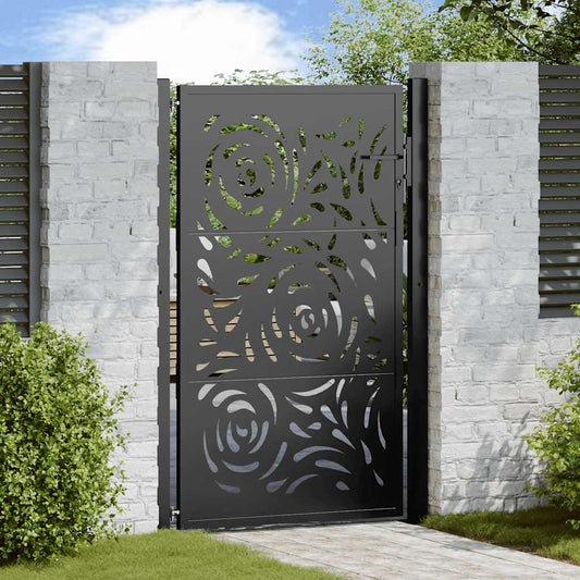 Poort met vlamontwerp 100x150 cm staal zwart is nu te koop bij PeponiXL, paradijselijk wonen!