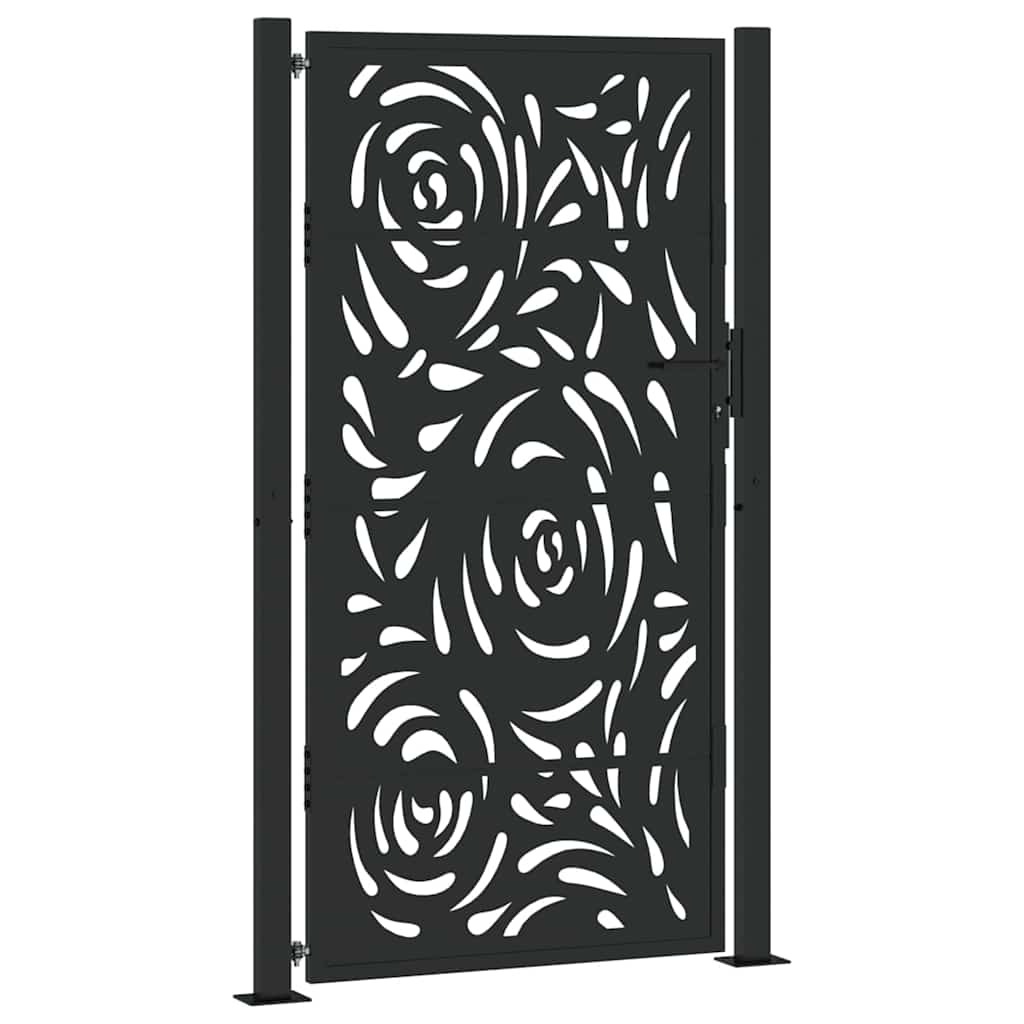 Poort met vlamontwerp 100x175 cm staal zwart is nu te koop bij PeponiXL, paradijselijk wonen!