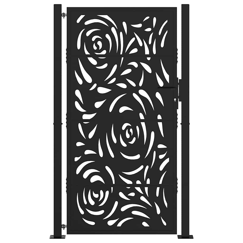 Poort met vlamontwerp 100x175 cm staal zwart is nu te koop bij PeponiXL, paradijselijk wonen!