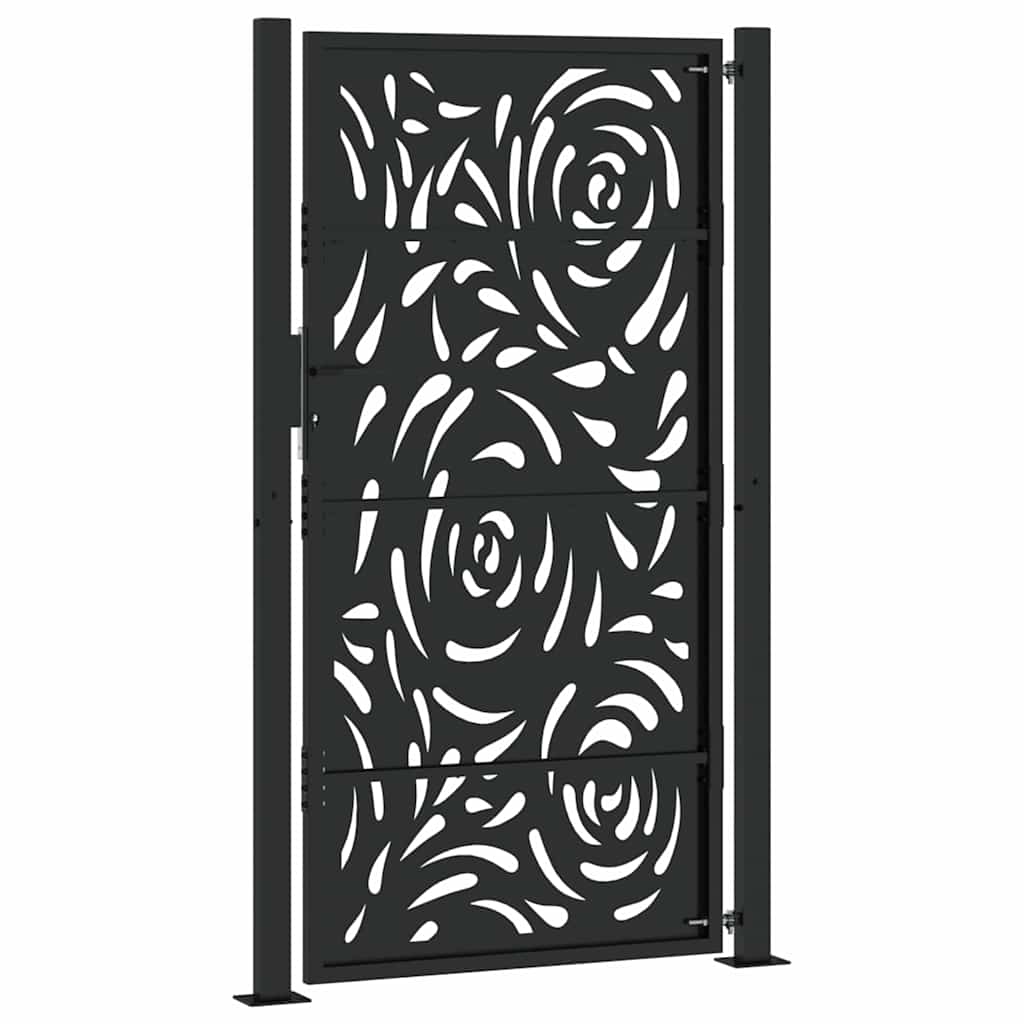 Poort met vlamontwerp 100x175 cm staal zwart is nu te koop bij PeponiXL, paradijselijk wonen!