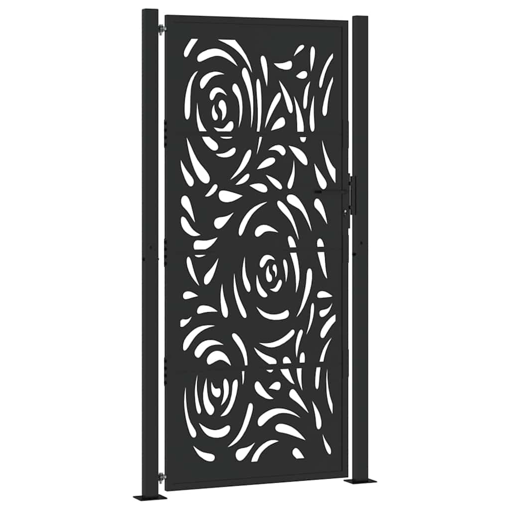 Poort met vlamontwerp 100x200 cm staal zwart is nu te koop bij PeponiXL, paradijselijk wonen!