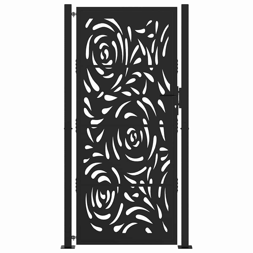 Poort met vlamontwerp 100x200 cm staal zwart is nu te koop bij PeponiXL, paradijselijk wonen!