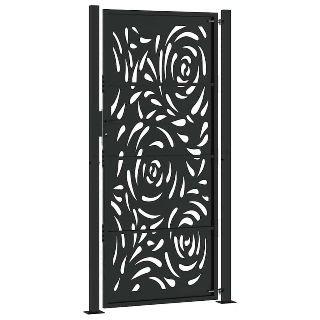 Poort met vlamontwerp 100x200 cm staal zwart is nu te koop bij PeponiXL, paradijselijk wonen!